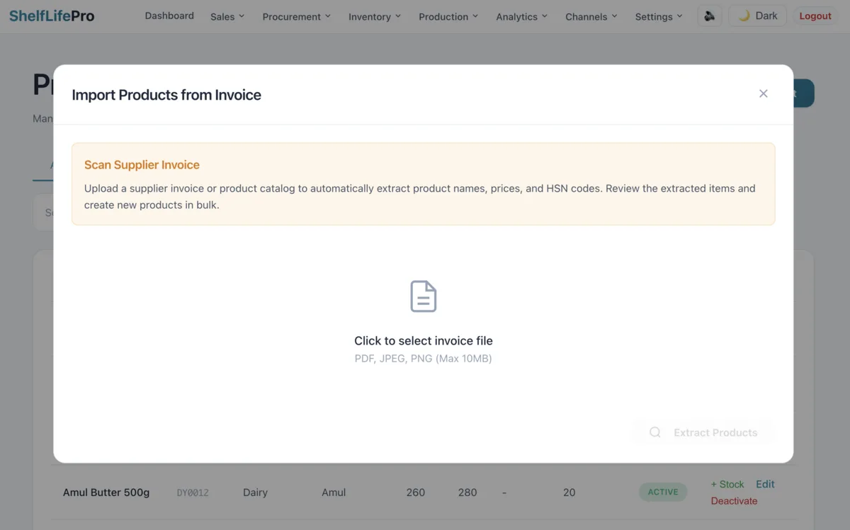 OCR Invoice Import - Scan invoices and auto-populate GRN data